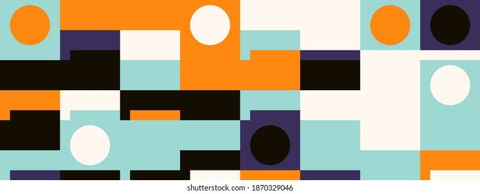 Bauhaus composition artwork made with vector abstract elements, lines and bold geometric shapes, useful for website background, poster art design, magazine front page, banners, prints cover.