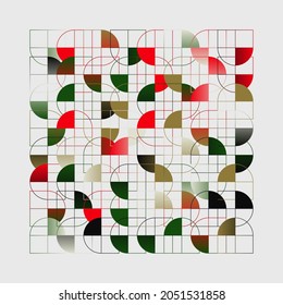 Obra artística de composición en baudios hecha con elementos abstractos vectoriales, líneas y formas geométricas en negrita, útil para el fondo del sitio web, diseño artístico de afiches, portada de la revista, banners, portada de impresiones.
