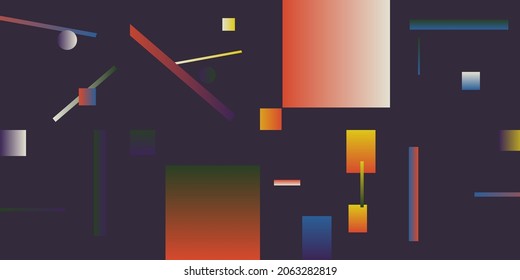 Bauhaus composition artwork made with vector abstract elements, lines and bold geometric shapes, useful for website background, poster art design, magazine front page, banners, prints cover.