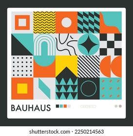 Bauhaus composition artwork. Vector abstract elements for website background, poster art design, magazine front page, banners, prints cover.