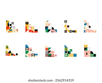 Bauhaus Corner Shape Element Set