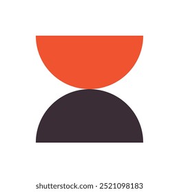 Bauhaus element. Modern geometric abstract shape in minimal style. Brutalism basic form, line, eye, circle and pattern, art vector icon. Colorful figure and dots simple design, white background