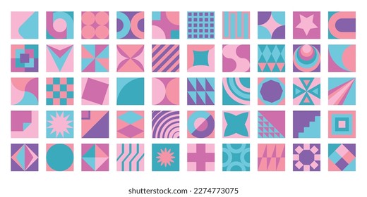 Bauhaus elements pattern square contemporary. Modern geometric abstract shapes. Bauhaus basic
forms, lines, circles, triangles and squares.