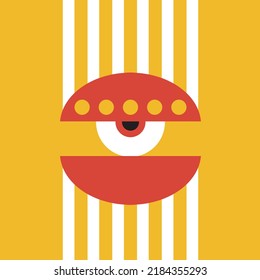 Bauhaus eye. Minimal geometric design of the 20s. Abstract vector template with elements of primitive forms, modern hipster style. 