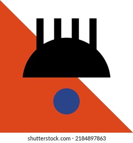 Bauhaus eye. Minimal geometric design of the 20s. Abstract vector template with elements of primitive forms, modern hipster style. . Vector illustration