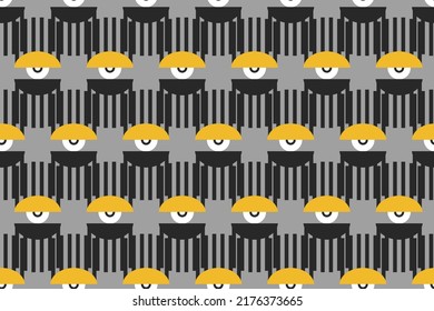 Bauhaus eye seamless pattern. Minimal geometric design of the 20s. Abstract vector template with elements of primitive forms. 
