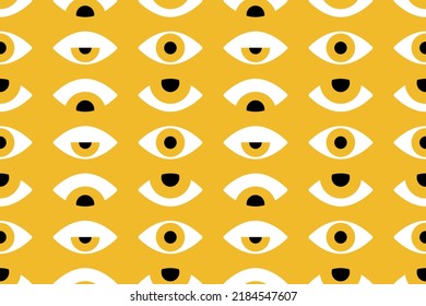 Bauhaus eye seamless pattern. Minimal geometric design of the 20s. Abstract vector template with elements of primitive forms. Modern hipster style. 