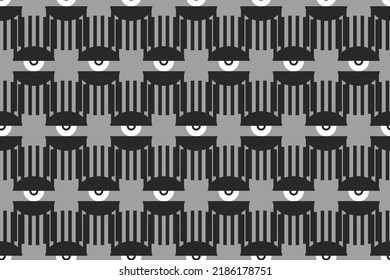 Bauhaus eye seamless pattern. Minimal geometric design of the 20s. Abstract vector template with elements of primitive forms. 