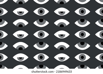 Patrón inquebrantable de los ojos de Bauhaus. Diseño geométrico mínimo de los años 20. Plantilla vector abstracta con elementos de formas primitivas. Estilo hipster moderno. 