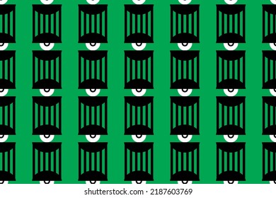 Bauhaus eye seamless pattern. Minimal geometric design of the 20s. Abstract vector template with elements of primitive forms. 