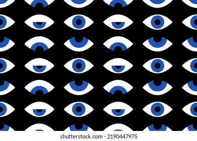 Bauhaus eye seamless pattern. Minimal geometric design of the 20s. Abstract vector template with elements of primitive forms. Modern hipster style. 