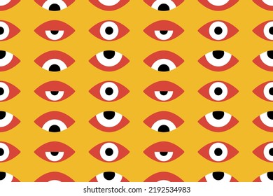 Bauhaus eye seamless pattern. Minimal geometric design of the 20s. Abstract vector template with elements of primitive forms. Modern hipster style. 