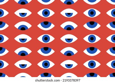 Bauhaus eye seamless pattern. Minimal geometric design of the 20s. Abstract vector template with elements of primitive forms. Modern hipster style. 