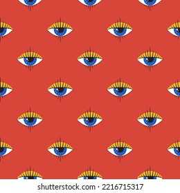Bauhaus eye seamless pattern. Minimal geometric design of the 20s. Abstract vector template with elements of primitive forms. 