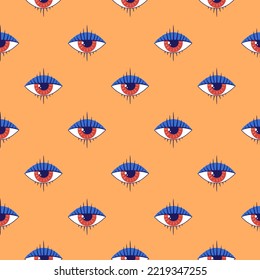 Bauhaus eye seamless pattern. Minimal geometric design of the 20s. Abstract vector template with elements of primitive forms. 