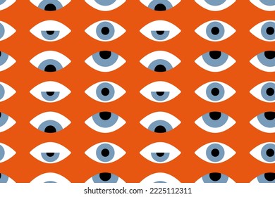 Bauhaus eye seamless pattern. Minimal geometric design of the 20s. Abstract vector template with elements of primitive forms. Modern hipster style. 