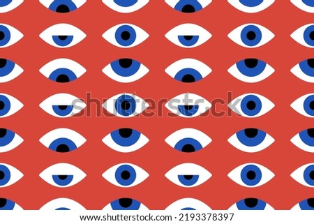 Bauhaus eye seamless pattern. Minimal geometric design of the 20s. Abstract vector template with elements of primitive forms. Modern hipster style. 