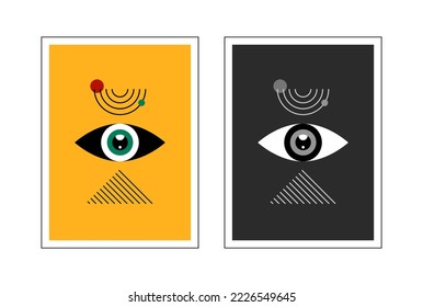 Bauhaus eye. Two abstract vertical posters.