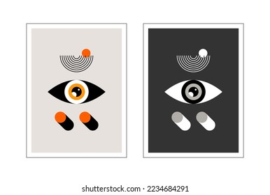 Bauhaus-Auge. Zwei abstrakte vertikale Poster.