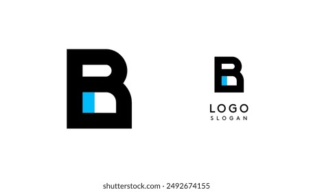 Bauhaus flat unique Letter B, color logo for business, tech apps, architectural brands. Minimal modular geometric design, simple modern branding. Vector logotype