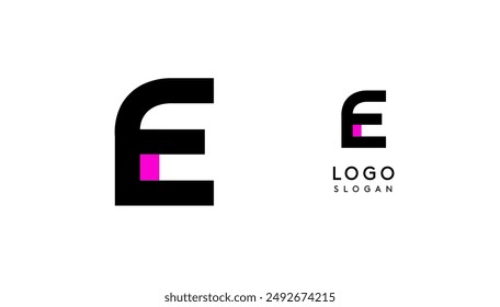 Bauhaus flat unique Letter E, color logo for business, tech apps, architectural brands. Minimal modular geometric design, simple modern branding. Vector logotype