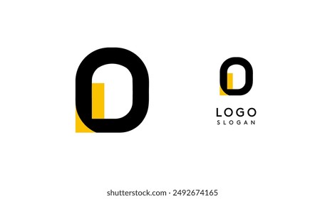 Bauhaus flat unique Letter O, color logo for business, tech apps, architectural brands. Minimal modular geometric design, simple modern branding. Vector logotype