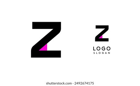 Bauhaus flat unique Letter Z, color logo for business, tech apps, architectural brands. Minimal modular geometric design, simple modern branding. Vector logotype