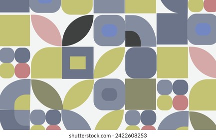 Formas de Bauhaus. Baldosas cuadradas con patrones geométricos modernos con figuras y formas abstractas. Conjunto de vectores de diseño de Bauhaus gráfico contemporáneo. Círculo, triángulo y líneas cuadradas ilustraciones vectoriales.