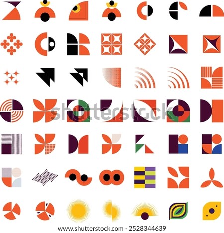 Bauhaus geometric abstract elements Icon set.