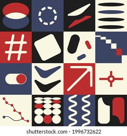 Bauhaus geometric design. Futuristic abstract cover template, poster, flyer. Trendy minimalistic background in swiss style