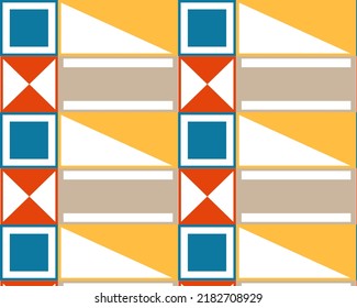 Bauhaus geometric pattern abstract background, vector circle, triangle and square lines colorful art design