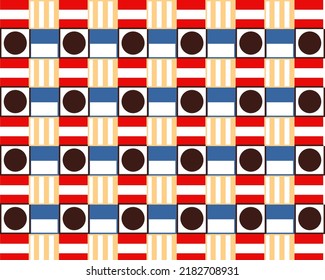 Bauhaus geometric pattern abstract background, vector circle, triangle and square lines colorful art design