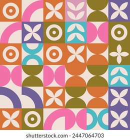 Bauhaus geometric pattern background, abstract modern pattern, trendy retro style. Modern abstract cover, seamless pattern for wrapping, pack paper, poster, banner. textile printing.