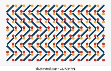 Bauhaus geometric pattern background. Trendy geometric background with bauhaus style. Geometric background with triangle, circle, and rectangle. Seamless modern geometric background.