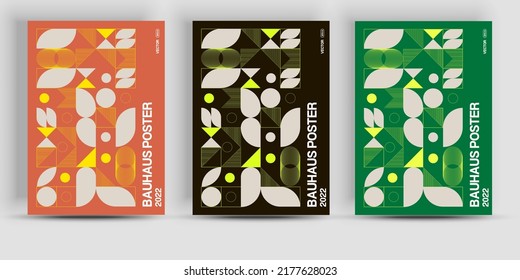 Bauhaus geometric pattern background, vector abstract cover templates. Trendy Bauhaus pattern backgrounds, posters brochures covers.