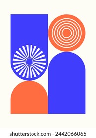 Bauhaus geometric pattern background, vector abstract shapes. modern poster in geometric style. Isolated on a white background