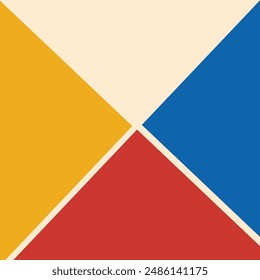 Bauhaus geometric pattern background, vector abstract circle, triangle and square lines art. Yellow, blue, red and green color, trendy Bauhaus pattern backgrounds set