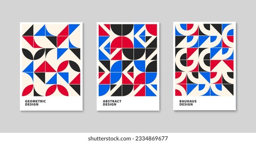 Bauhaus geometric pattern design. Trendy bauhaus cover template. Modern geometric shape poster design. Vector illustration