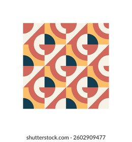 Bauhaus geometric pattern with semicircles and abstract shapes. Modern and seamless design for backgrounds, textiles, and wallpaper. Perfect for contemporary decor.
