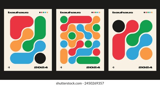 Bauhaus Geometric Pattern. Vector Abstract Poster Set