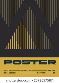 Bauhaus geometric poster. Abstract retro cover with triangles or zigzag line shape. Aesthetics of neo modernism and brutalism. Futuristic design for printing. Flat vector illustration in Swiss style