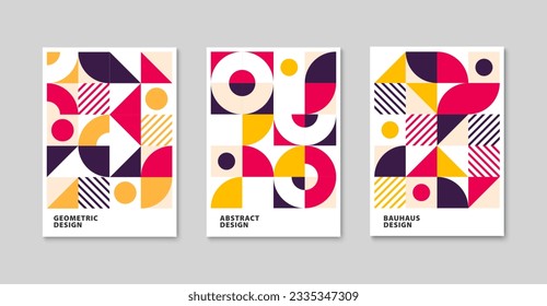 Bauhaus geometric poster design. Modern abstract geometric pattern. Minimalist abstract shape art composition. Vector illustration