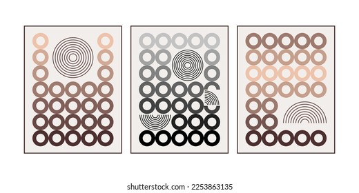 Bauhaus geometric posters in boho colors.