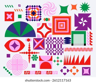Bauhaus geometric shape colorful pattern background brochure layout banner cover print art editable