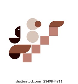 Bauhaus Geometric Shape. Squares, circles, triangles, stripes. Bauhaus style. Set with graphic elements. Seamless pattern. Design in minimal flat style. Vector illustration.