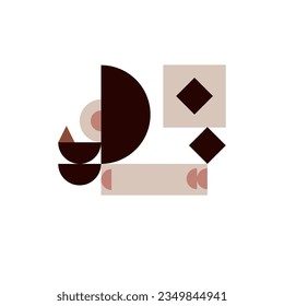 Bauhaus Geometric Shape. Squares, circles, triangles, stripes. Bauhaus style. Set with graphic elements. Seamless pattern. Design in minimal flat style. Vector illustration.