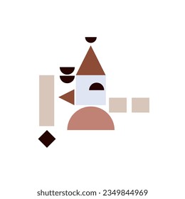 Forma Geométrica Bauhaus. Cuadrados, círculos, triángulos, rayas. Estilo Bauhaus. Establecer con elementos gráficos. Patrón sin foco. Diseño de estilo plano mínimo. Ilustración vectorial.