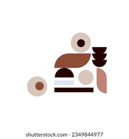 Bauhaus Geometric Shape. Squares, circles, triangles, stripes. Bauhaus style. Set with graphic elements. Seamless pattern. Design in minimal flat style. Vector illustration.
