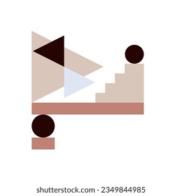 Forma Geométrica Bauhaus. Cuadrados, círculos, triángulos, rayas. Estilo Bauhaus. Establecer con elementos gráficos. Patrón sin foco. Diseño de estilo plano mínimo. Ilustración vectorial.