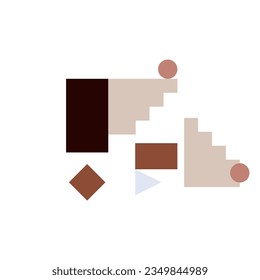 Bauhaus Geometric Shape. Squares, circles, triangles, stripes. Bauhaus style. Set with graphic elements. Seamless pattern. Design in minimal flat style. Vector illustration.